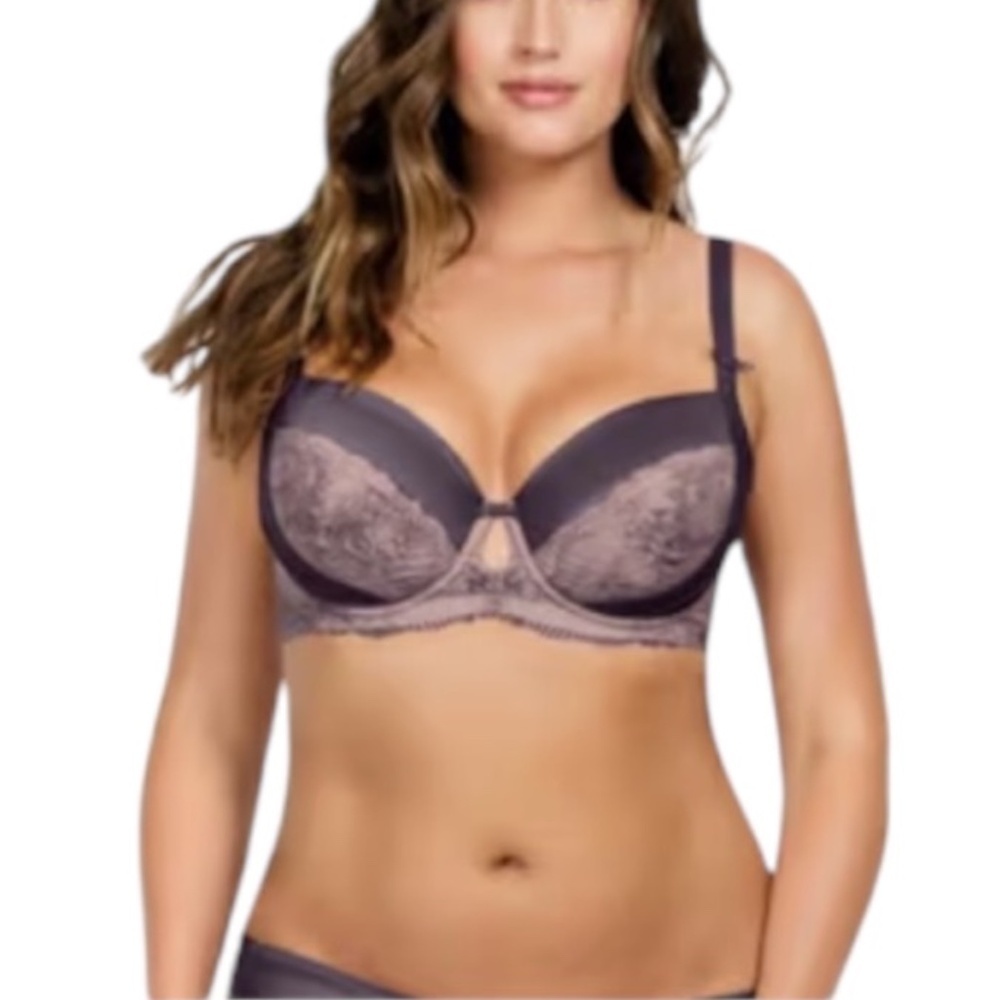 Parfait Mariela Contour Padded Bra purple satin lace underwire bra 38C